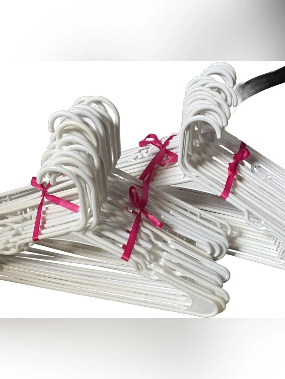 Bundles of 50 Preloved White Plastic Clothes Hangers